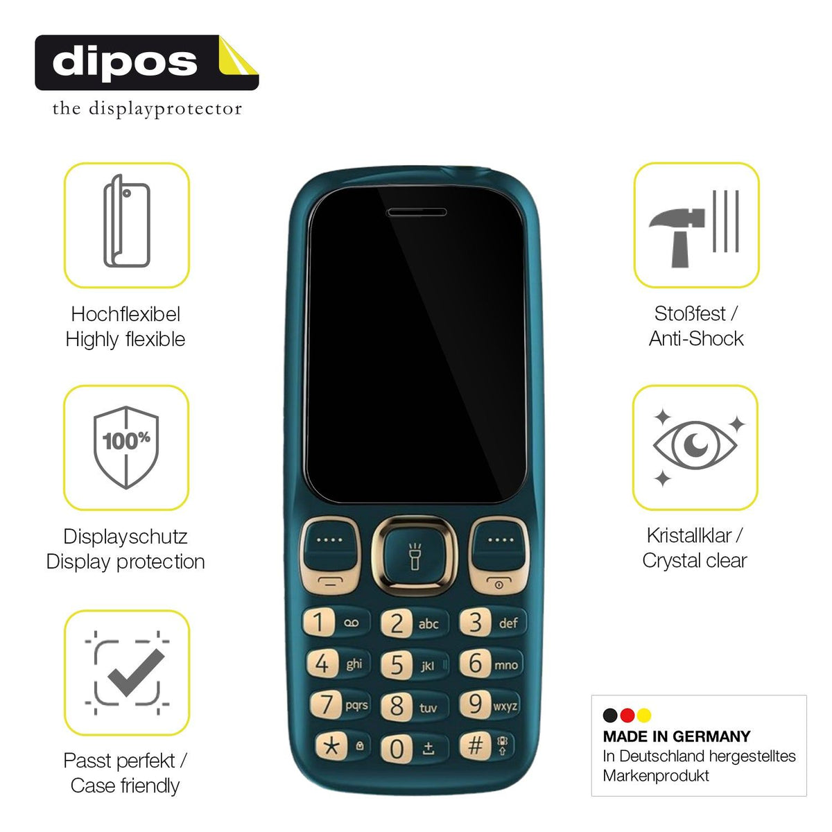 2x Screen Protector for Cellecor C4i Protective Film covers 100% dipos Flex