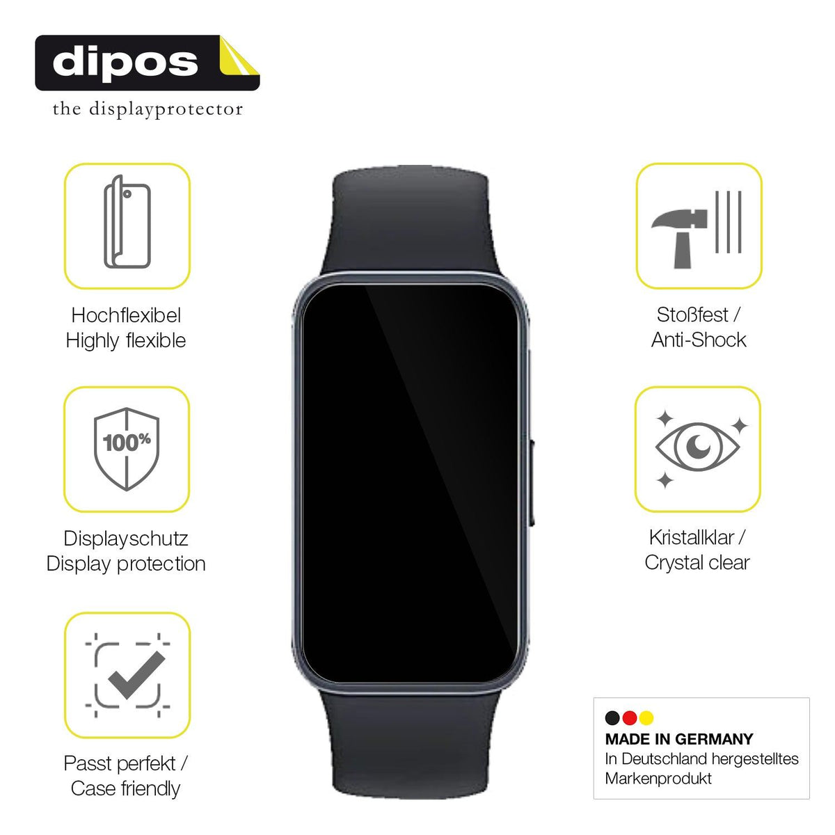2x Screen Protector for Huawei Band 10 Protective Film covers 100% dipos Flex