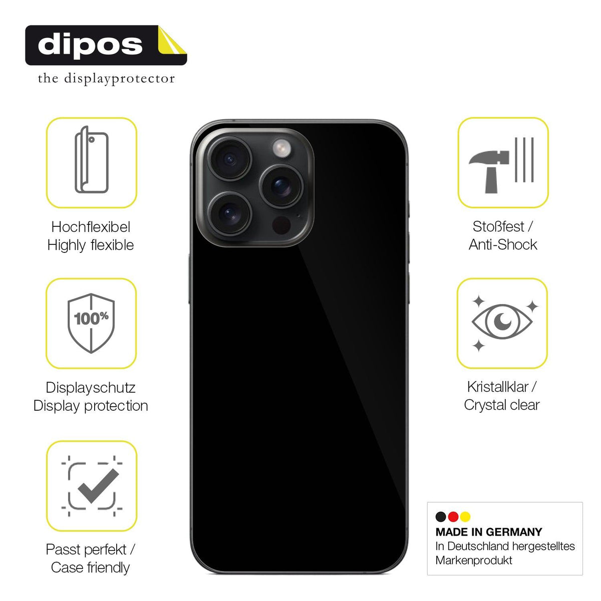 2x Screen Protector for Apple iPhone 15 Pro Max Rückseite Protective Film