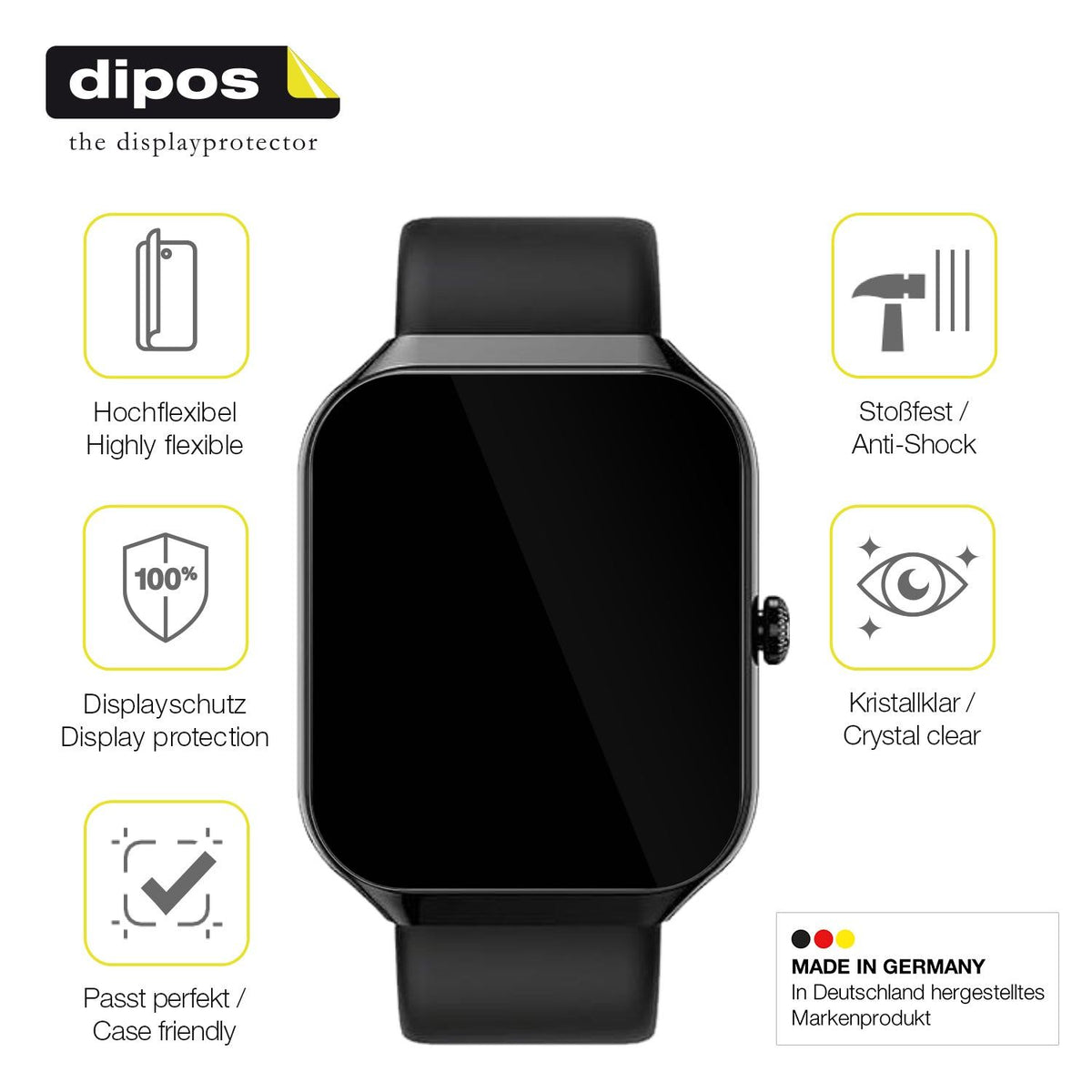 2x Screen Protector for Gydom IDW13 1.91 Zoll Protective Film covers 100% dipos