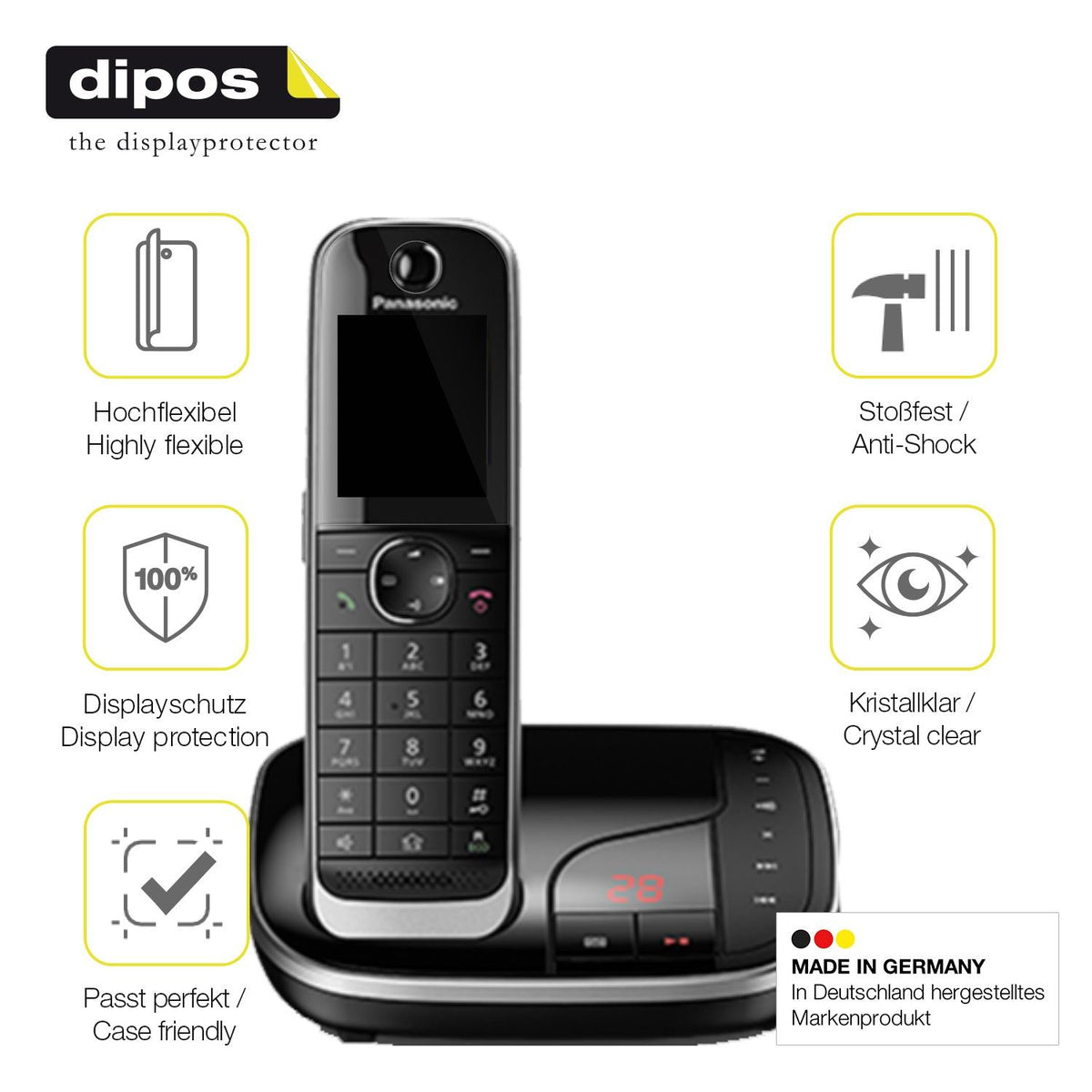 2x Screen Protector for Panasonic KX-TGJ320 Protective Film covers 100% dipos