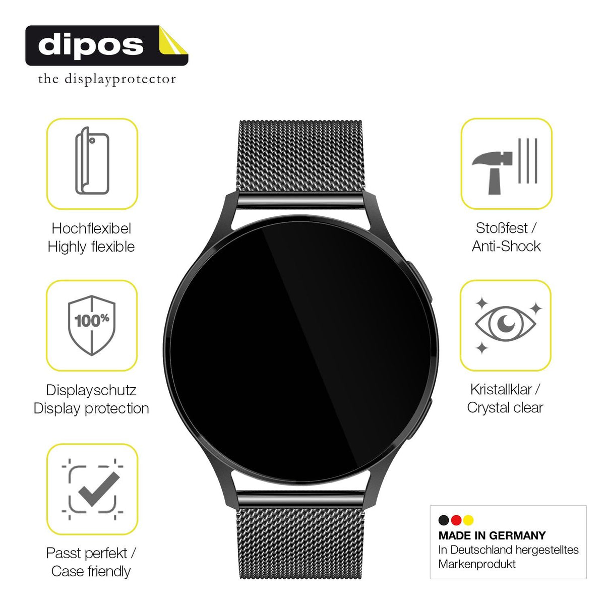 2x Screen Protector for Levowatch Edgy Protective Film covers 100% dipos Flex