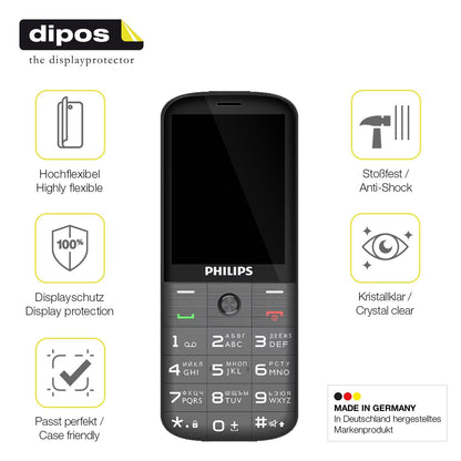 2x Screen Protector for Philips Xenium E227 Protective Film covers 100% dipos