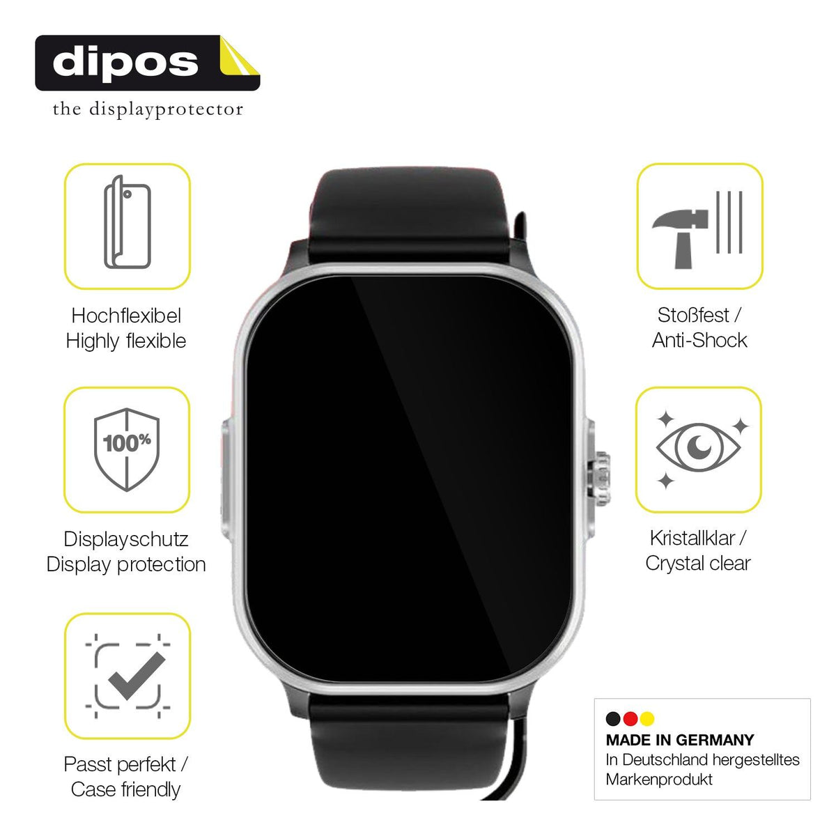 2x Screen Protector for YYKY Smartwatch 1.72 Zoll Protective Film covers 100%