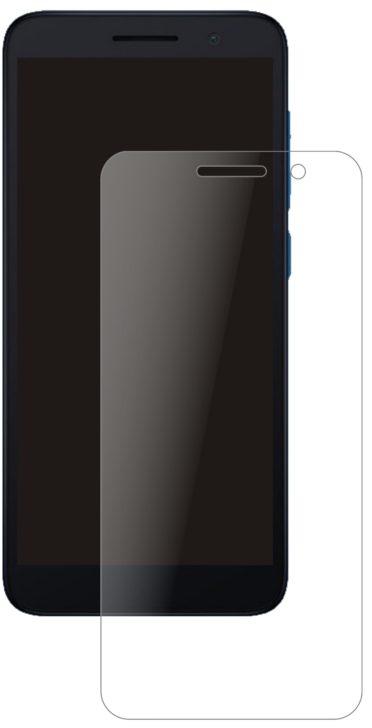 Alcatel1 (2021) mit aufgebrachter dipos Panzerfolie, die lästige Fingerabdrücke minimiert