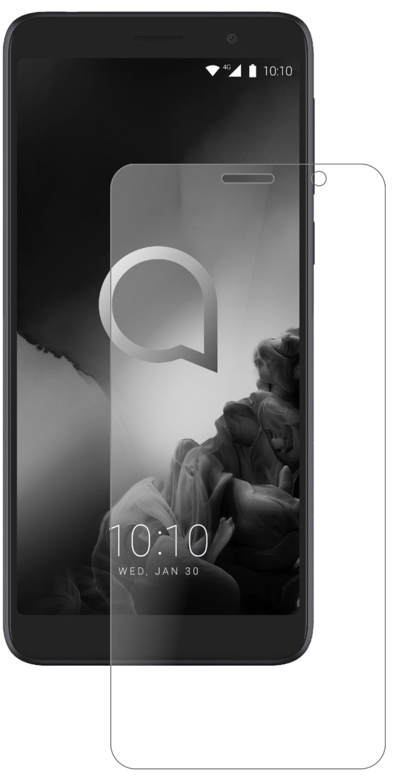 Alcatel1C (2019) mit aufgebrachter dipos Panzerfolie, die lästige Fingerabdrücke minimiert
