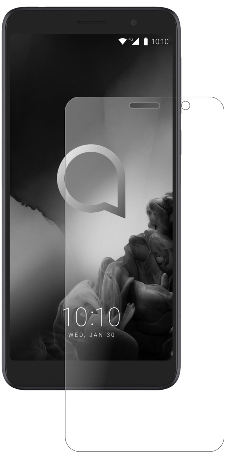 Alcatel1X (2019) mit aufgebrachter dipos Panzerfolie, die lästige Fingerabdrücke minimiert