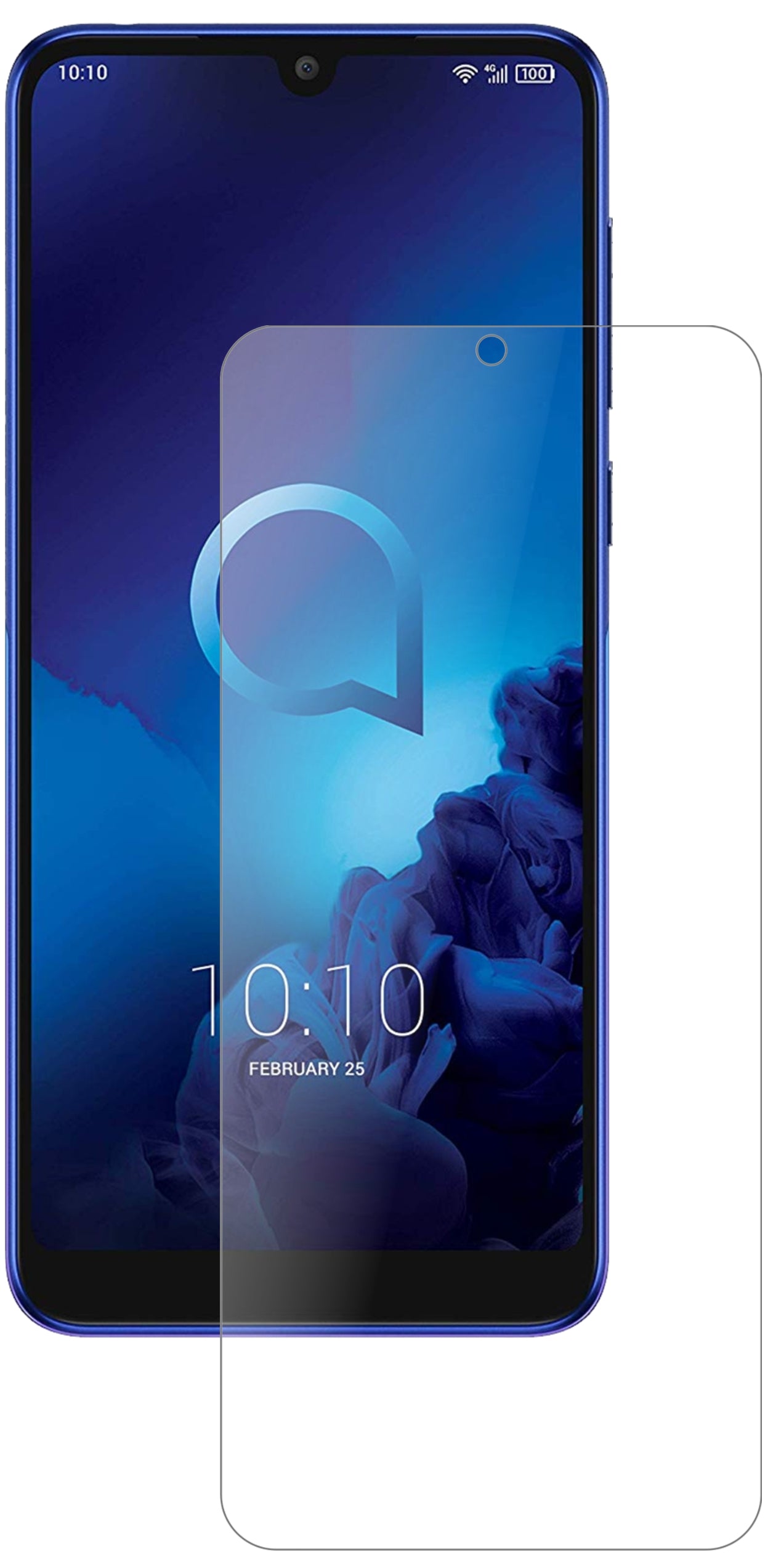 Alcatel3 (2019) mit aufgebrachter dipos Panzerfolie, die lästige Fingerabdrücke minimiert