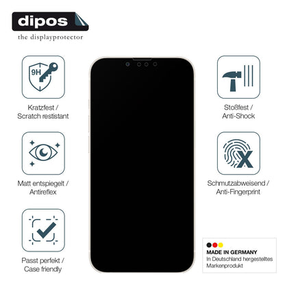 AppleiPhone 13 Pro mit aufgebrachter dipos Panzerfolie, die lästige Fingerabdrücke minimiert