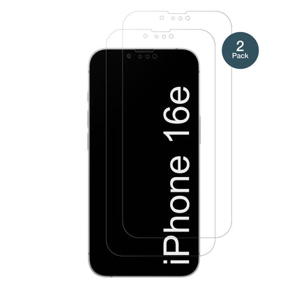 AppleiPhone 16e mit aufgebrachter dipos Panzerfolie, die lästige Fingerabdrücke minimiert