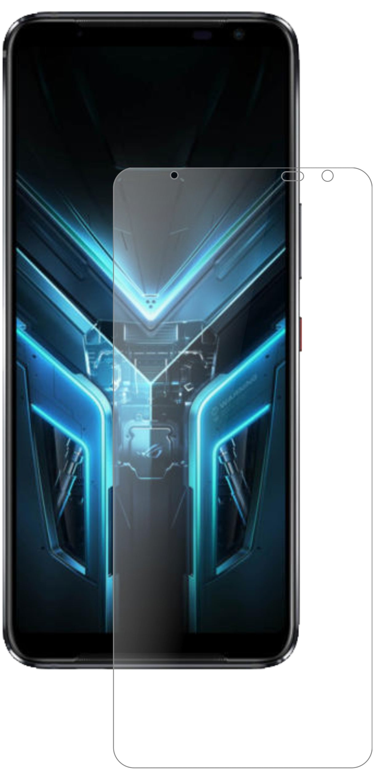 AsusROG Phone 3 mit aufgebrachter dipos Panzerfolie, die lästige Fingerabdrücke minimiert