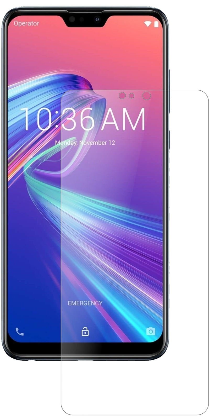 AsusZenFone Max Pro (M2) mit aufgebrachter dipos Panzerfolie, die lästige Fingerabdrücke minimiert