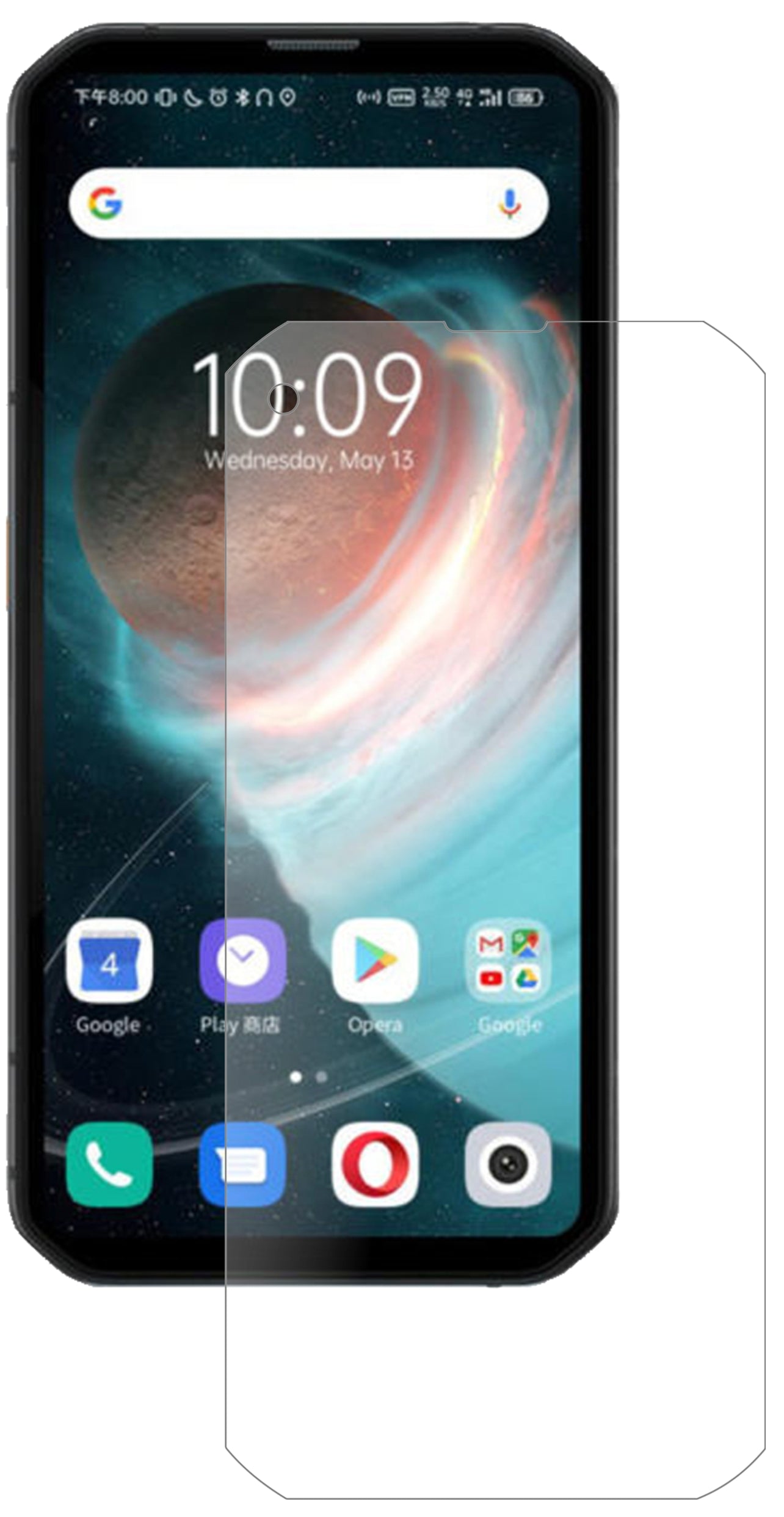 BlackviewBL6000 Pro mit aufgebrachter dipos Panzerfolie, die lästige Fingerabdrücke minimiert