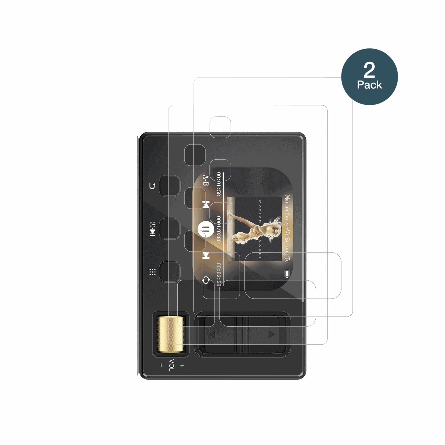 DiofoxM6 MP3-Player mit aufgebrachter dipos Panzerfolie, die lästige Fingerabdrücke minimiert