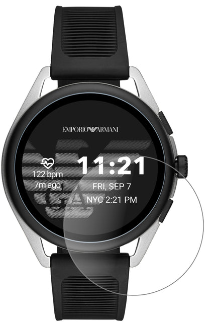Emporio ArmaniSmartwatch 3 mit aufgebrachter dipos Panzerfolie, die lästige Fingerabdrücke minimiert