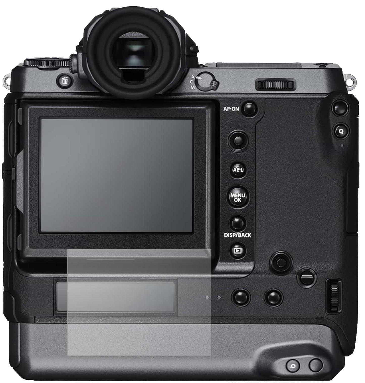 FujifilmGFX100 mit aufgebrachter dipos Panzerfolie, die lästige Fingerabdrücke minimiert