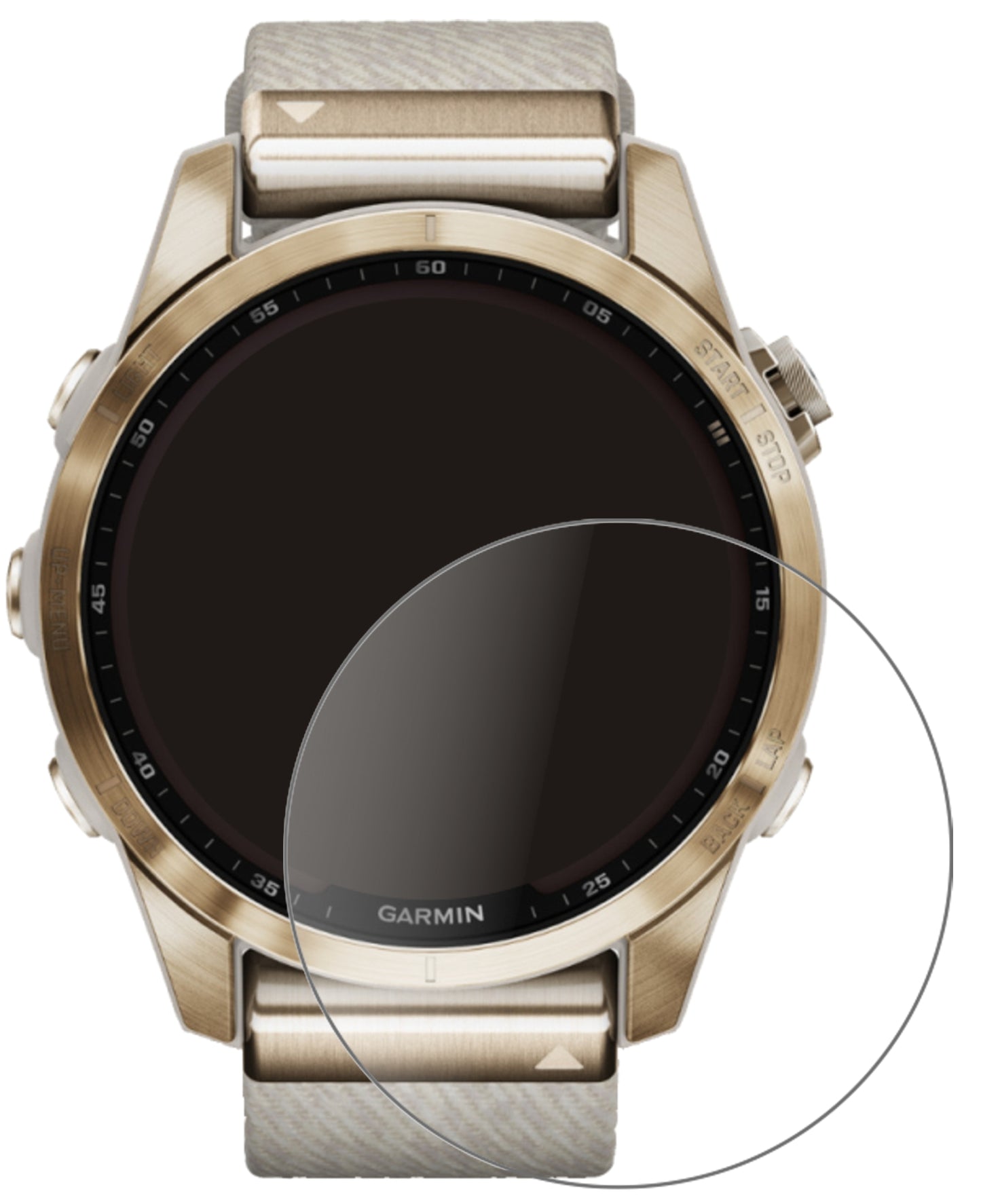 GarminFenix 7S (42 mm) mit aufgebrachter dipos Panzerfolie, die lästige Fingerabdrücke minimiert
