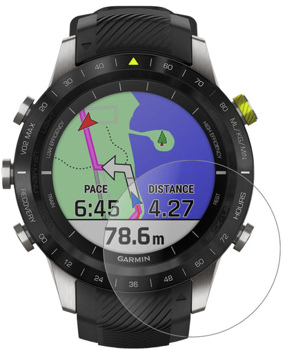 GarminMARQ Athlete mit aufgebrachter dipos Panzerfolie, die lästige Fingerabdrücke minimiert