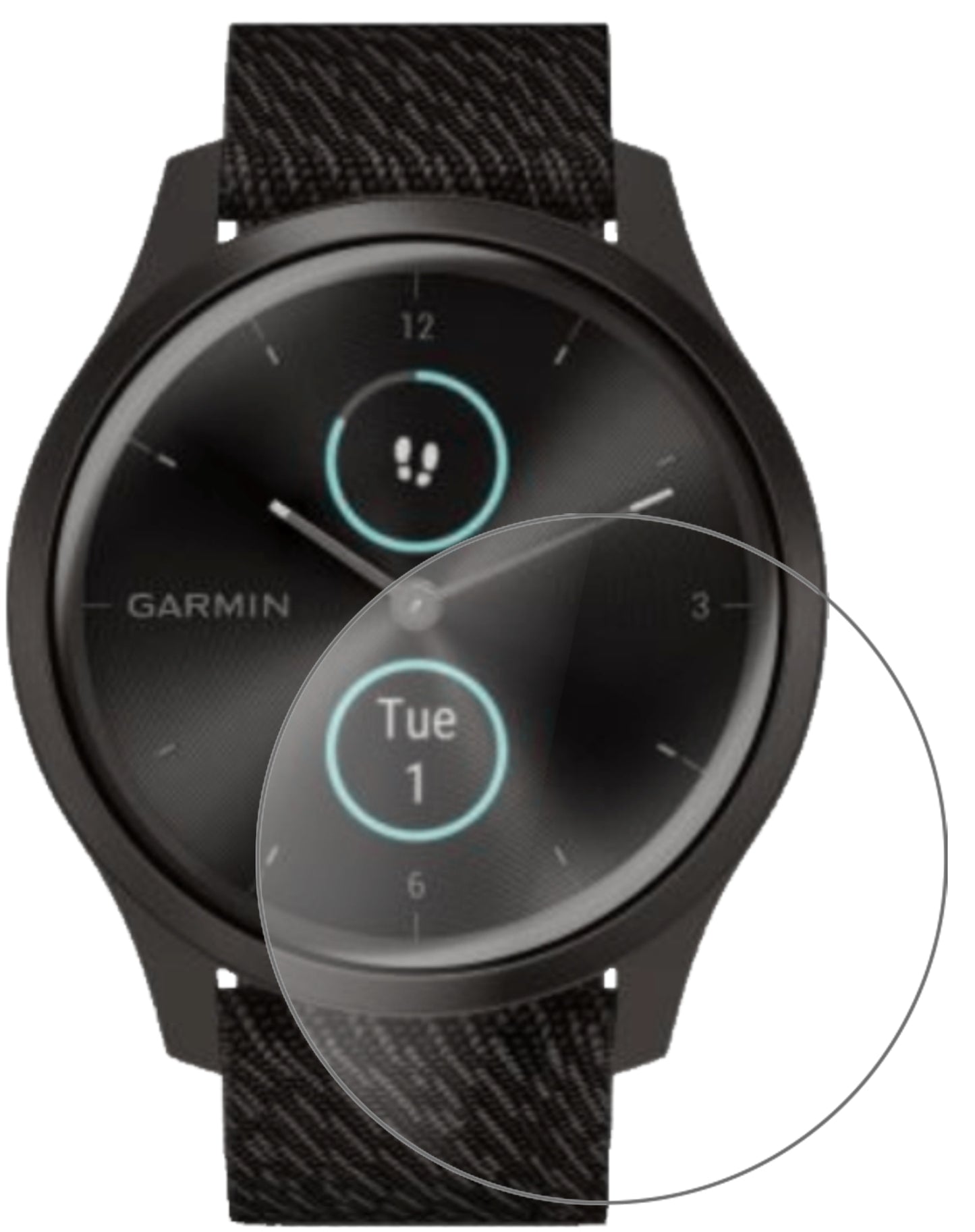 GarminVivomove Style mit aufgebrachter dipos Panzerfolie, die lästige Fingerabdrücke minimiert