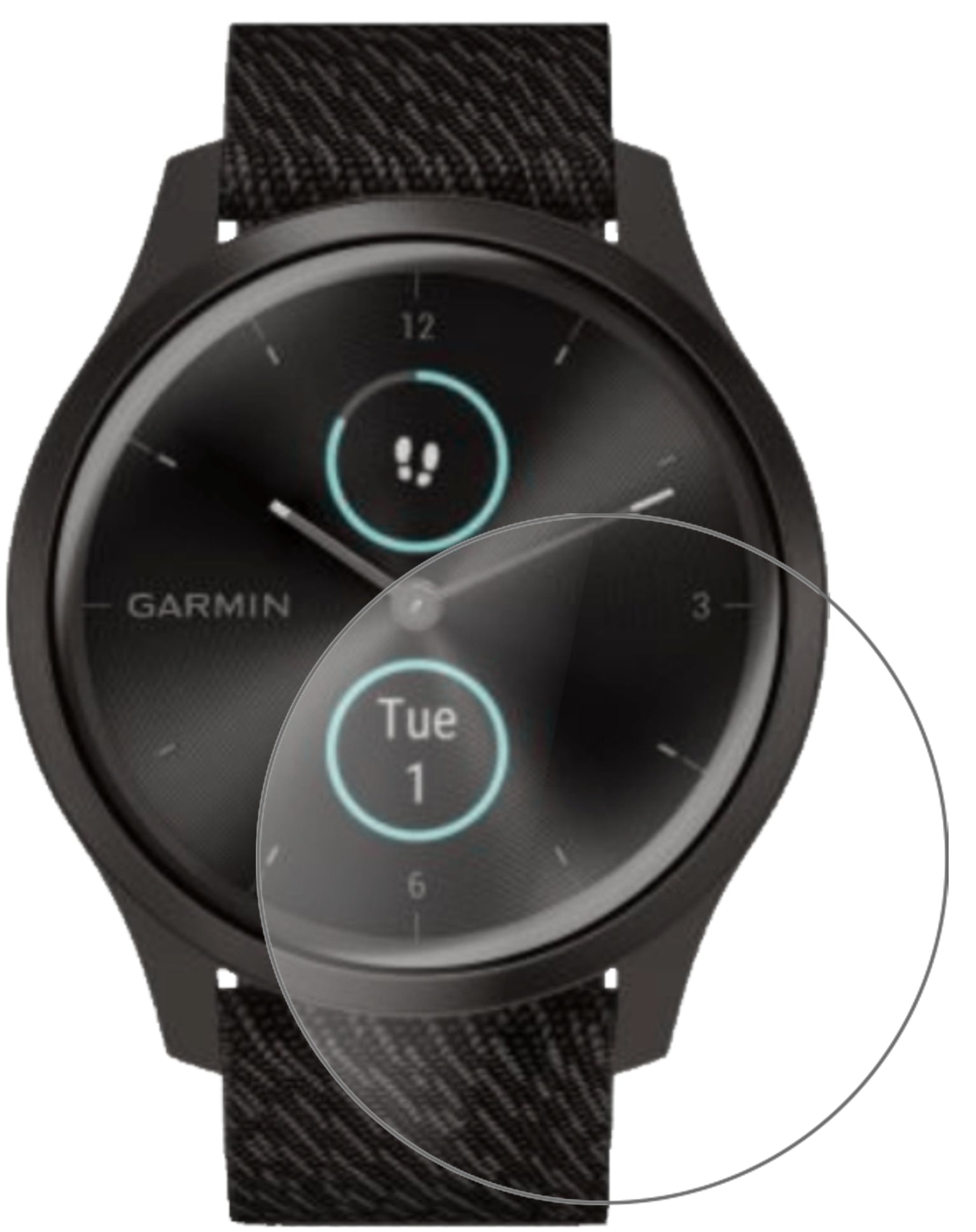 GarminVivomove Style mit aufgebrachter dipos Panzerfolie, die lästige Fingerabdrücke minimiert