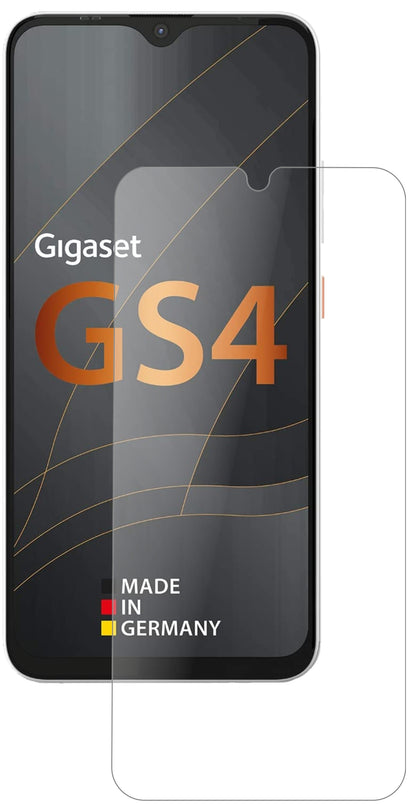 GigasetGS4 mit aufgebrachter dipos Panzerfolie, die lästige Fingerabdrücke minimiert