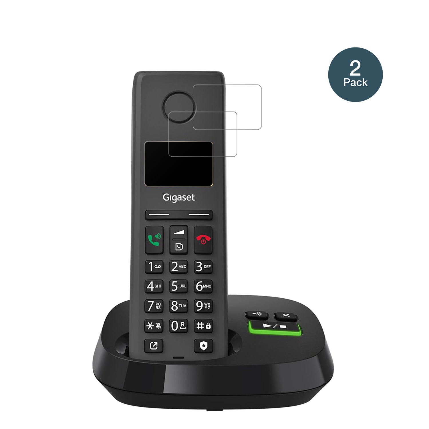 GigasetPure 220A mit aufgebrachter dipos Panzerfolie, die lästige Fingerabdrücke minimiert