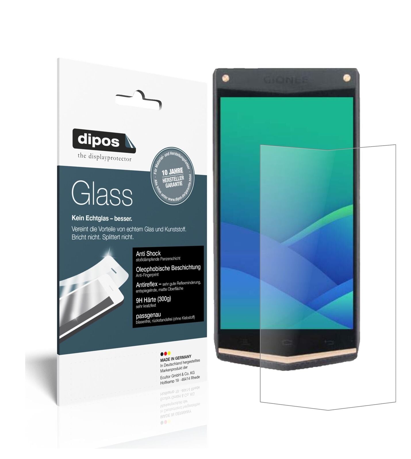 GioneeW919 mit aufgebrachter dipos Panzerfolie, die lästige Fingerabdrücke minimiert
