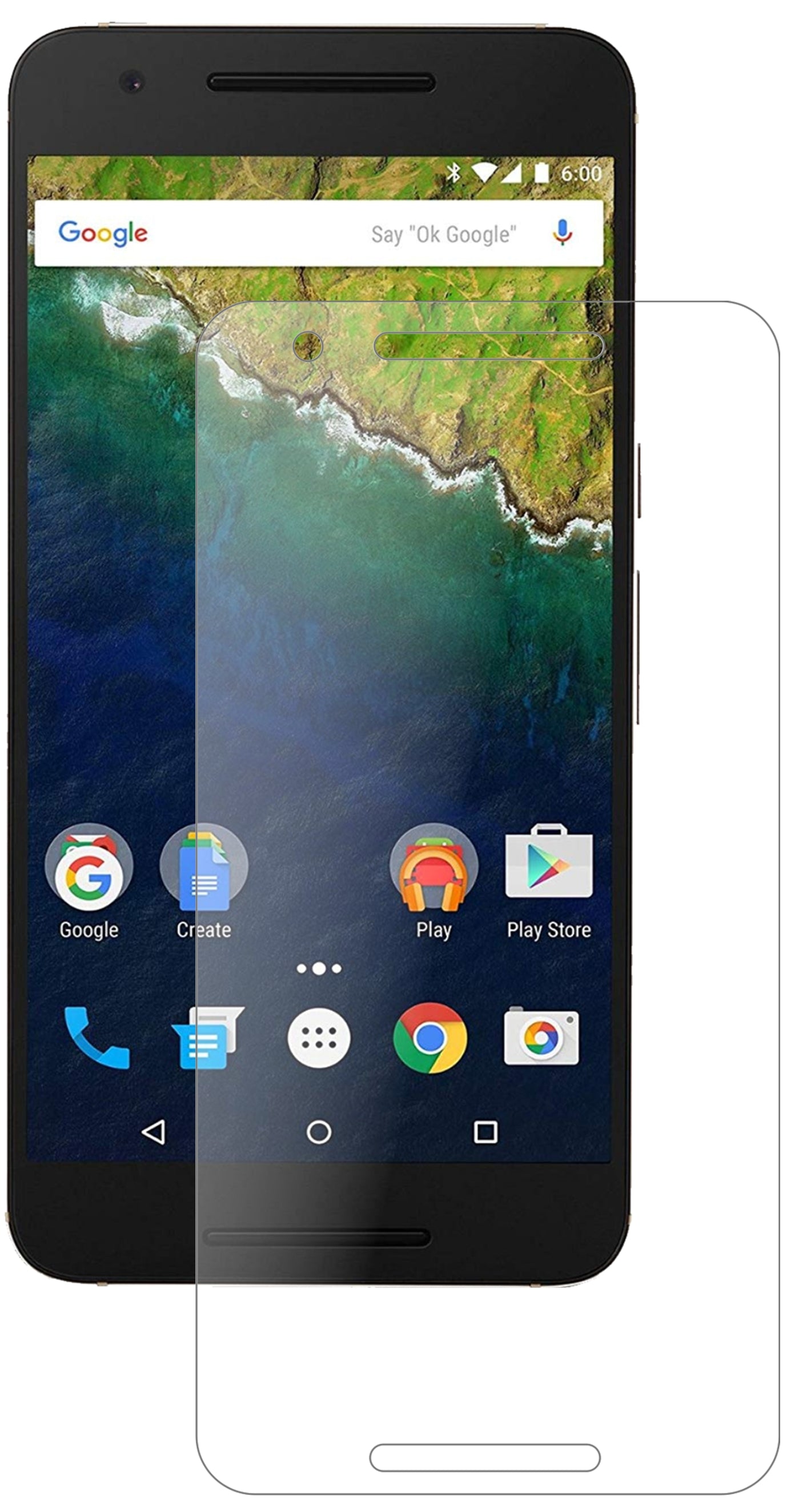GoogleNexus 6P mit aufgebrachter dipos Panzerfolie, die lästige Fingerabdrücke minimiert
