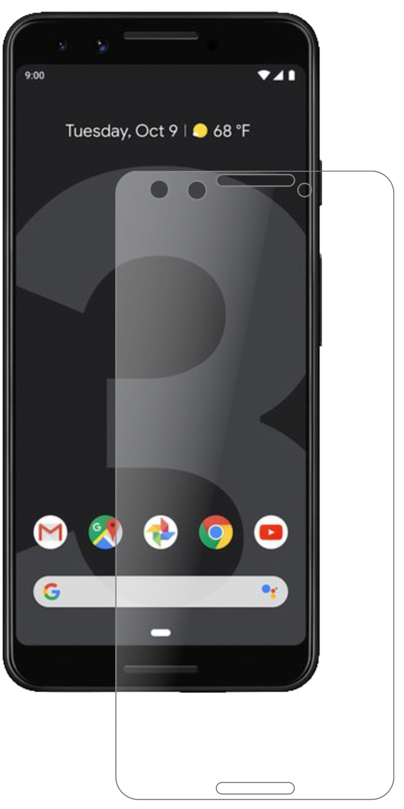 GooglePixel 3 mit aufgebrachter dipos Panzerfolie, die lästige Fingerabdrücke minimiert