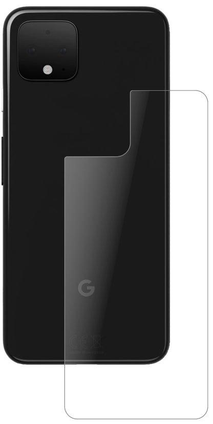 GooglePixel 4 XL Rückseite mit aufgebrachter dipos Panzerfolie, die lästige Fingerabdrücke minimiert