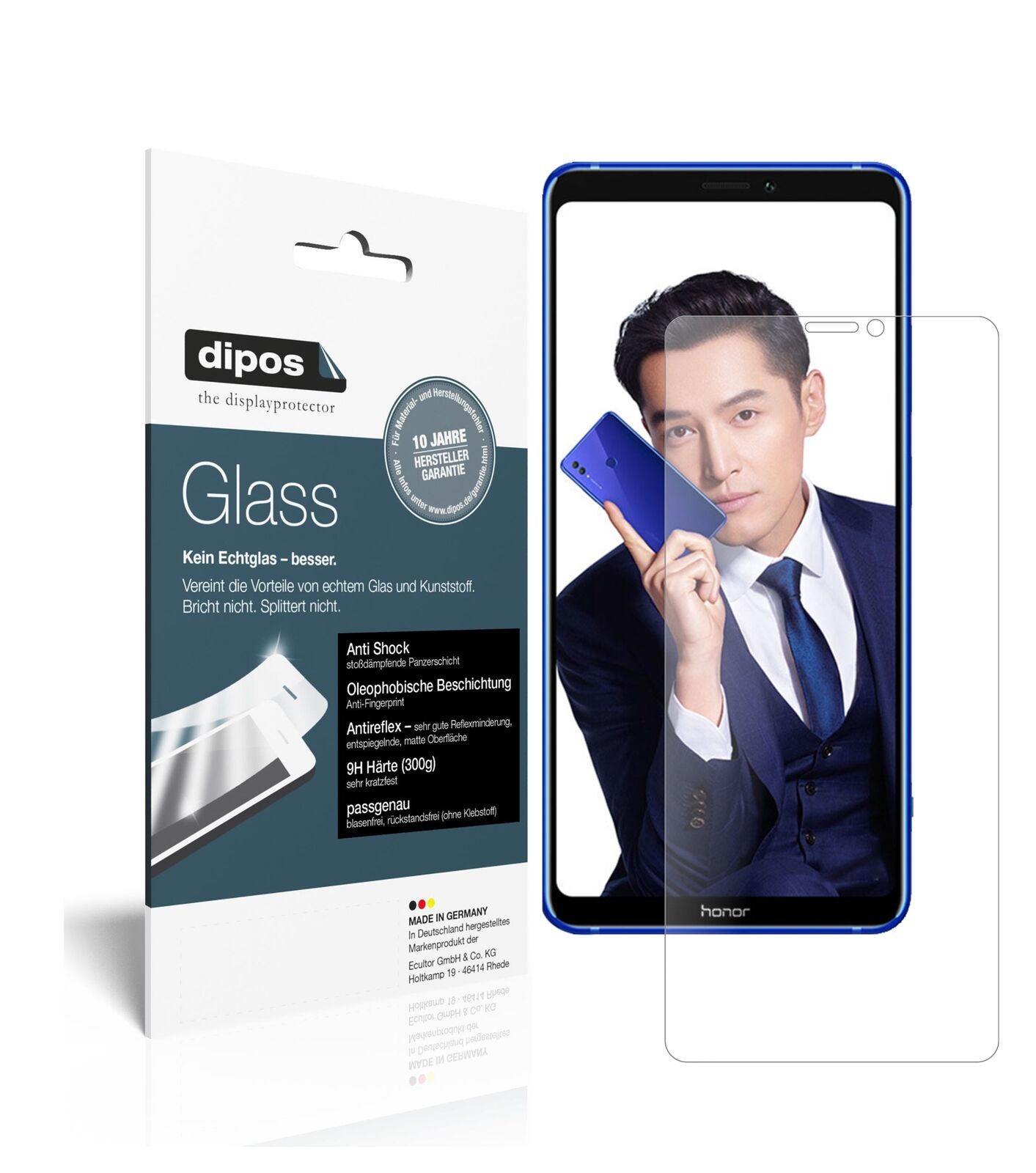 HonorNote 10 mit aufgebrachter dipos Panzerfolie, die lästige Fingerabdrücke minimiert
