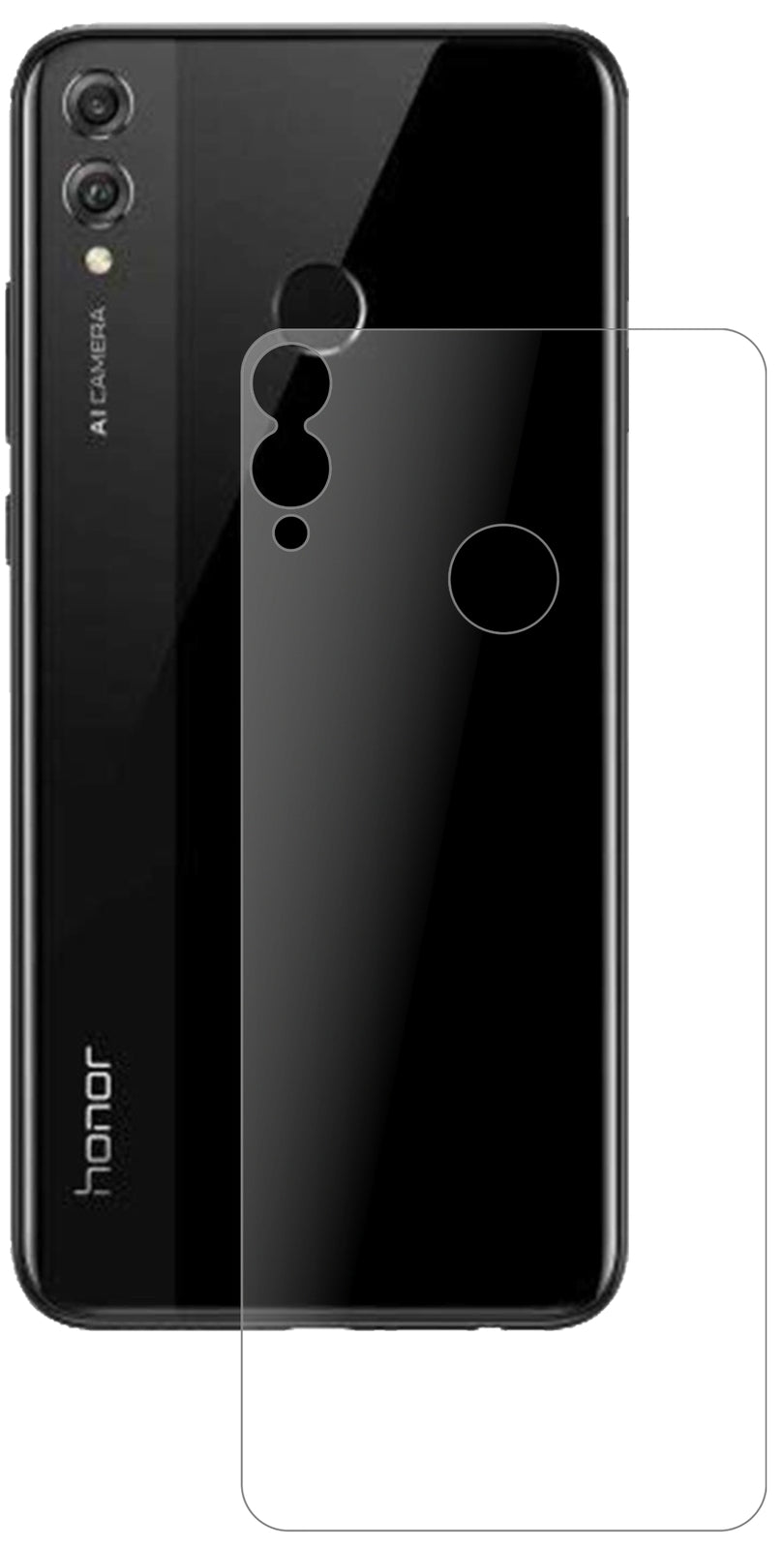 HonorView 10 Lite Rückseite mit aufgebrachter dipos Panzerfolie, die lästige Fingerabdrücke minimiert