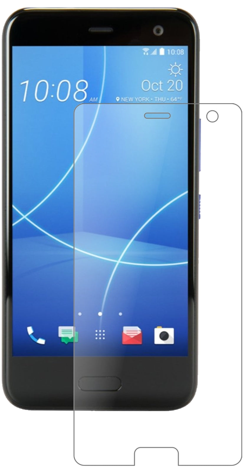 HTCU11 Life mit aufgebrachter dipos Panzerfolie, die lästige Fingerabdrücke minimiert