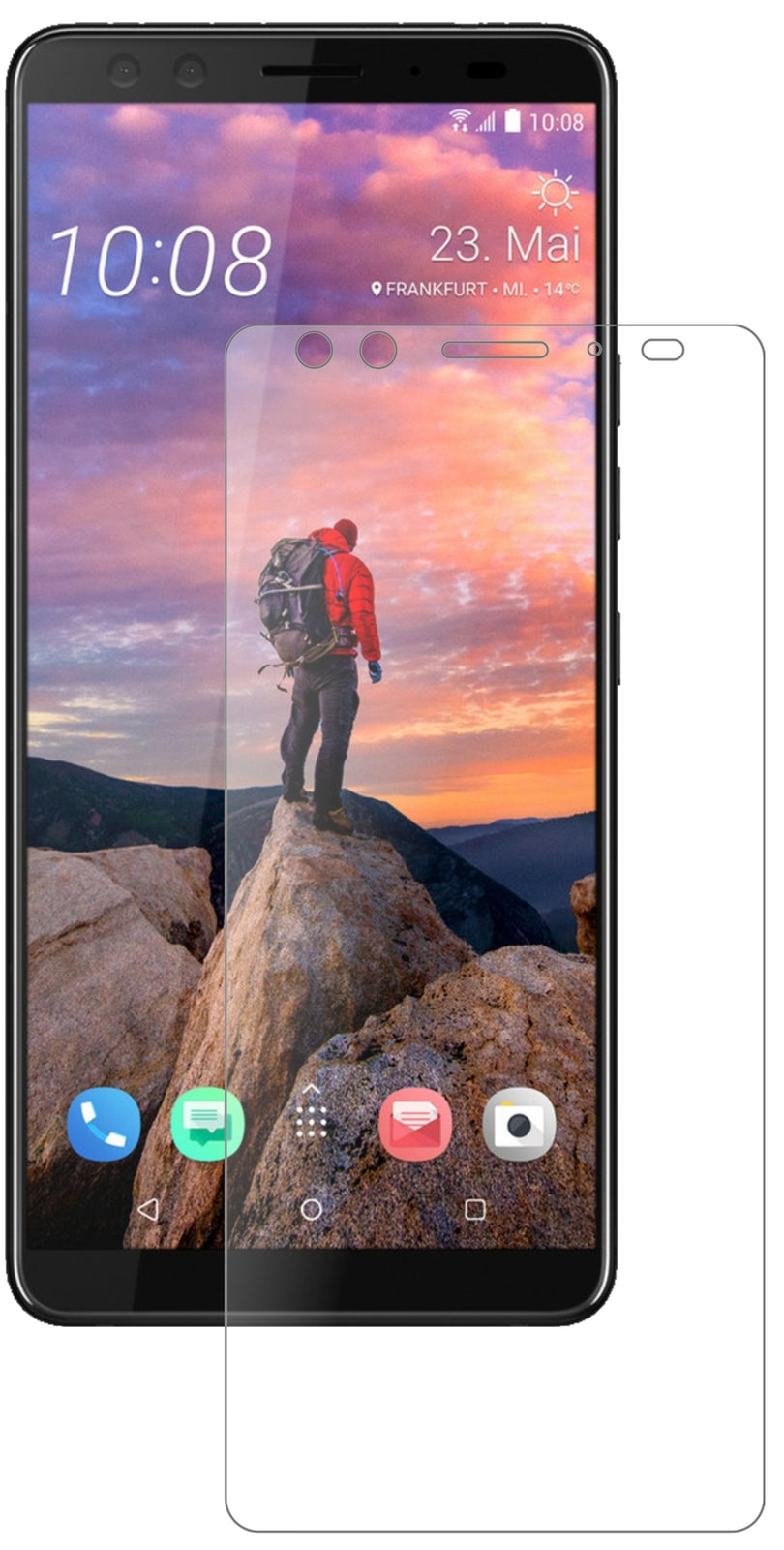 HTCU12 Plus mit aufgebrachter dipos Panzerfolie, die lästige Fingerabdrücke minimiert