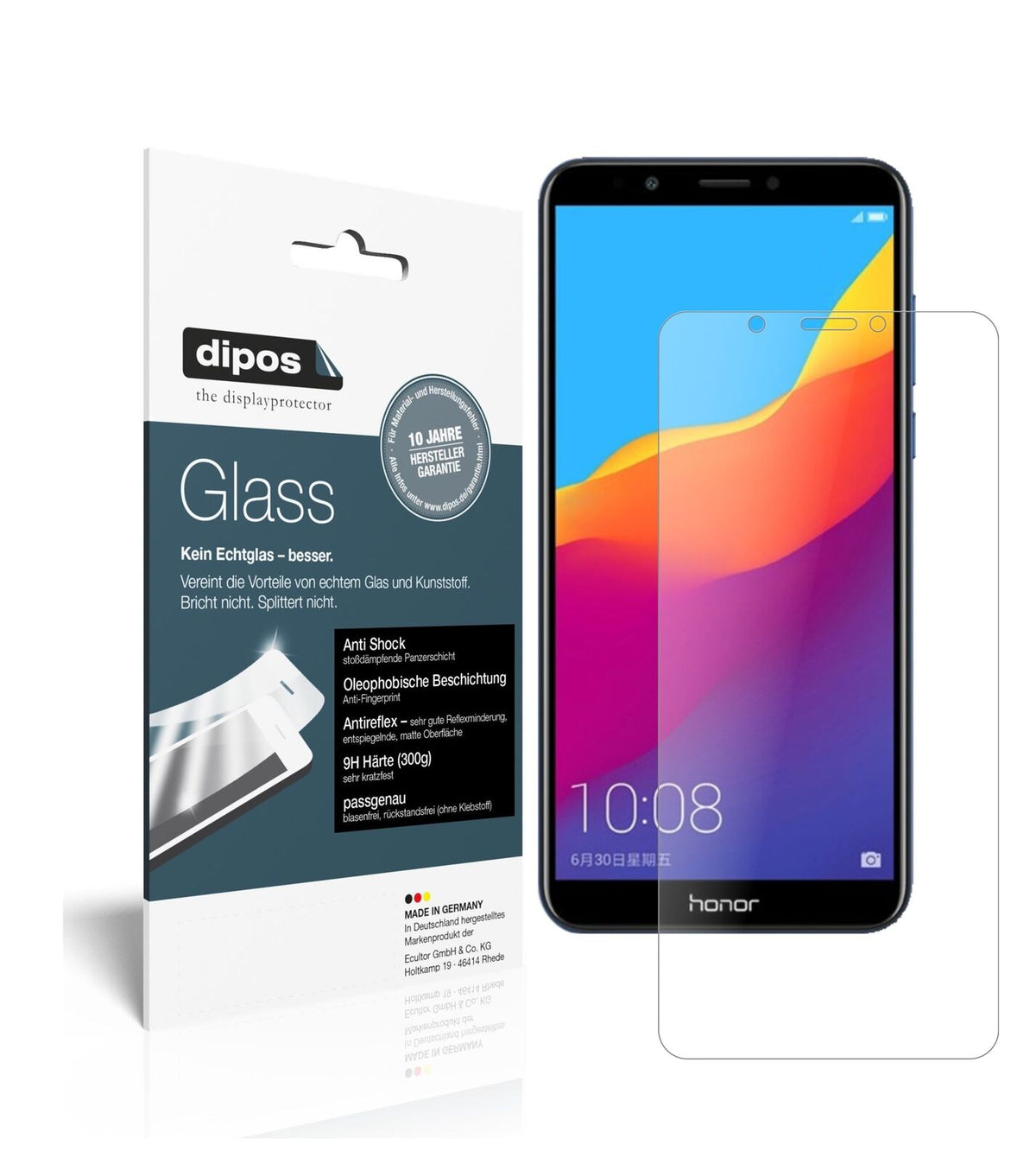 HuaweiHonor 7C mit aufgebrachter dipos Panzerfolie, die lästige Fingerabdrücke minimiert