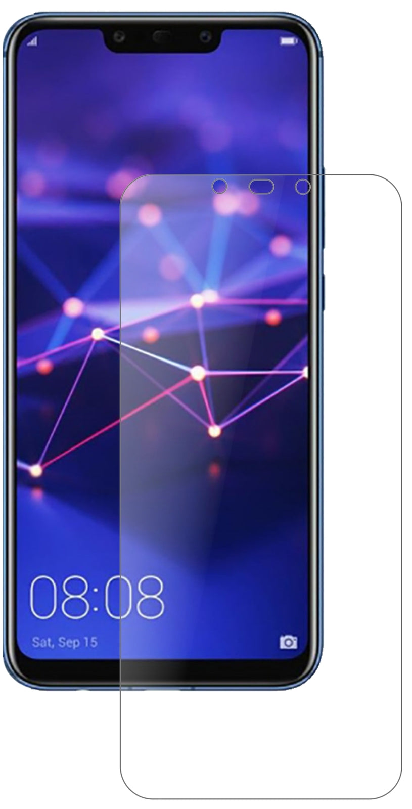HuaweiMate 20 Lite mit aufgebrachter dipos Panzerfolie, die lästige Fingerabdrücke minimiert