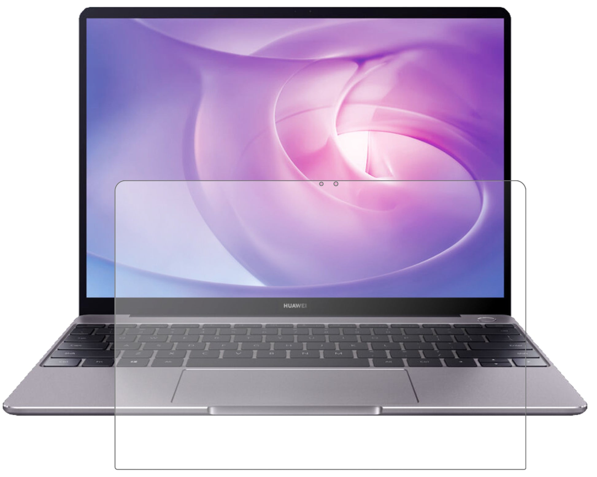 HuaweiMatebook 13 mit aufgebrachter dipos Panzerfolie, die lästige Fingerabdrücke minimiert