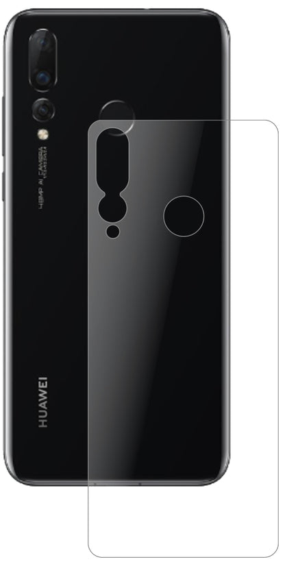 HuaweiNova 4 Rückseite mit aufgebrachter dipos Panzerfolie, die lästige Fingerabdrücke minimiert