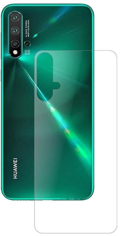Huaweinova 5 Pro Rückseite mit aufgebrachter dipos Panzerfolie, die lästige Fingerabdrücke minimiert