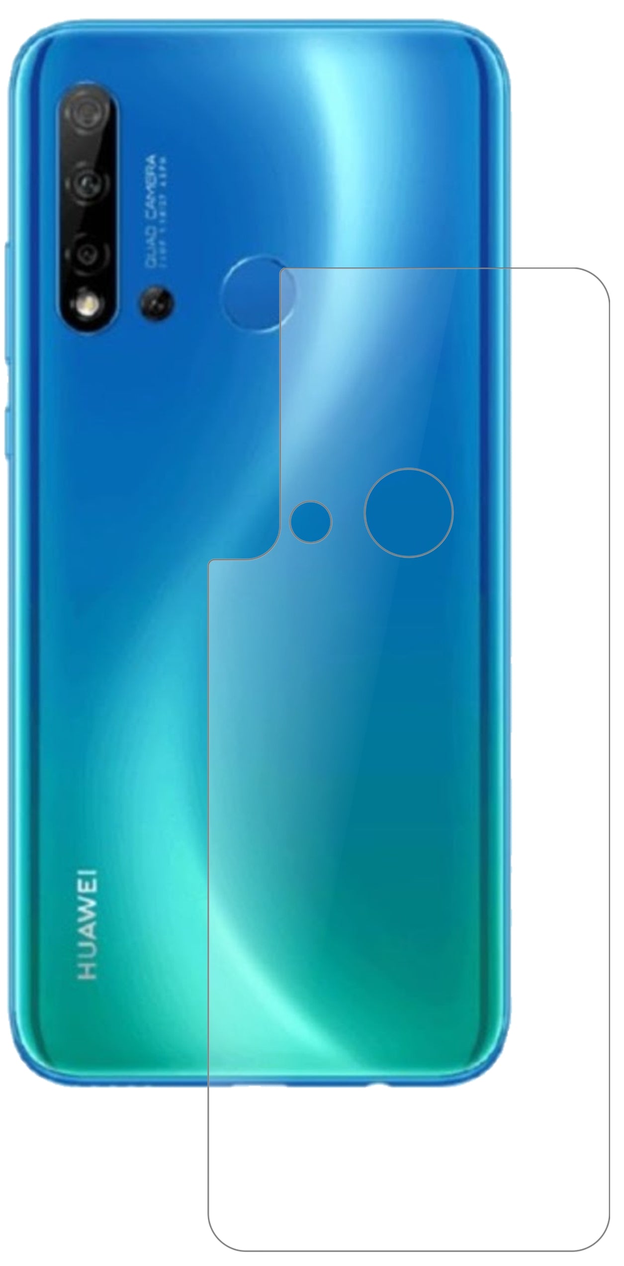 Huaweinova 5 Rückseite mit aufgebrachter dipos Panzerfolie, die lästige Fingerabdrücke minimiert