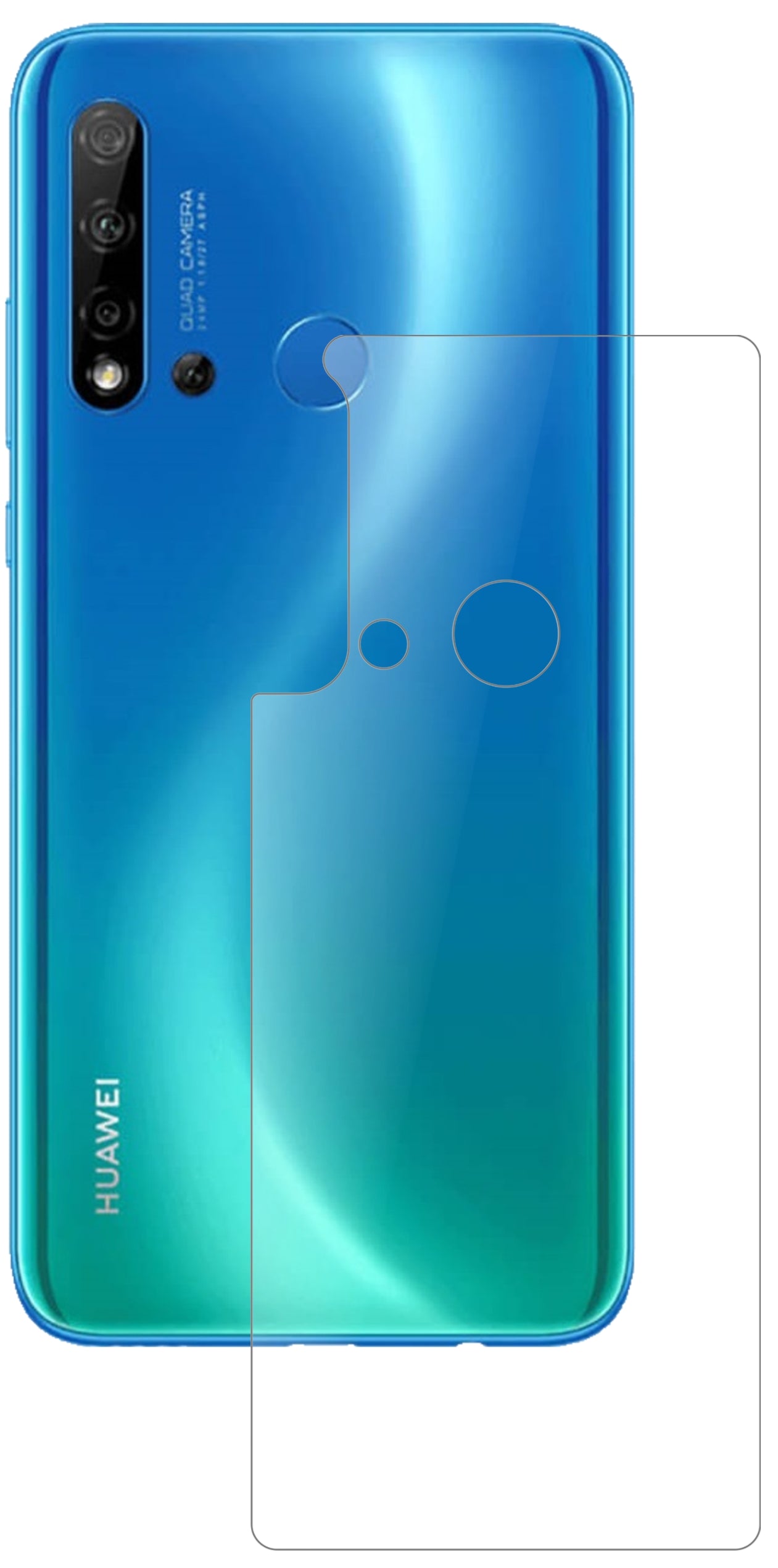 Huaweinova 5i Rückseite mit aufgebrachter dipos Panzerfolie, die lästige Fingerabdrücke minimiert