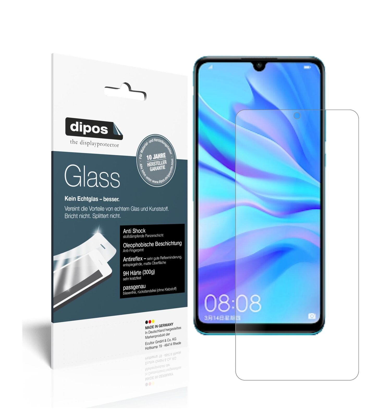 HuaweiNova 4e mit aufgebrachter dipos Panzerfolie, die lästige Fingerabdrücke minimiert