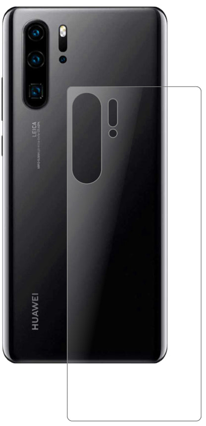 HuaweiP30 Pro New Edition Rückseite mit aufgebrachter dipos Panzerfolie, die lästige Fingerabdrücke minimiert