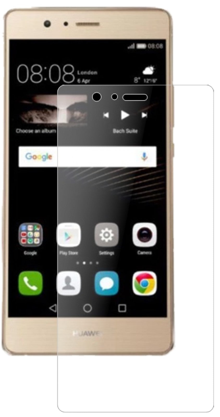 HuaweiP9 Lite 2017 mit aufgebrachter dipos Panzerfolie, die lästige Fingerabdrücke minimiert