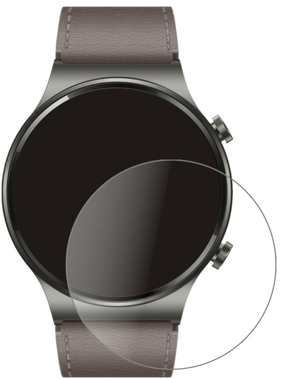 HuaweiWatch GT 2 Pro mit aufgebrachter dipos Panzerfolie, die lästige Fingerabdrücke minimiert