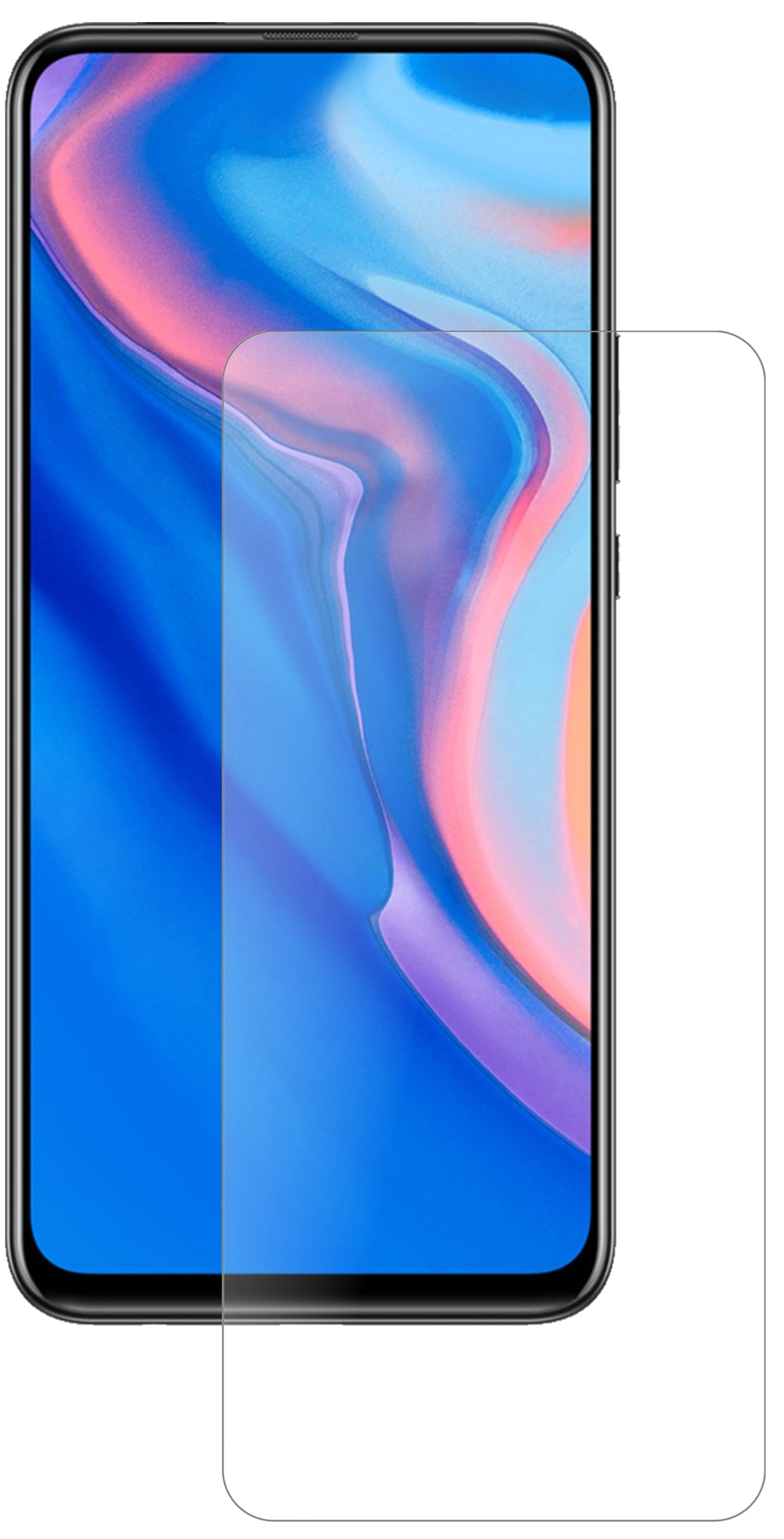 HuaweiY9 Prime (2019) mit aufgebrachter dipos Panzerfolie, die lästige Fingerabdrücke minimiert