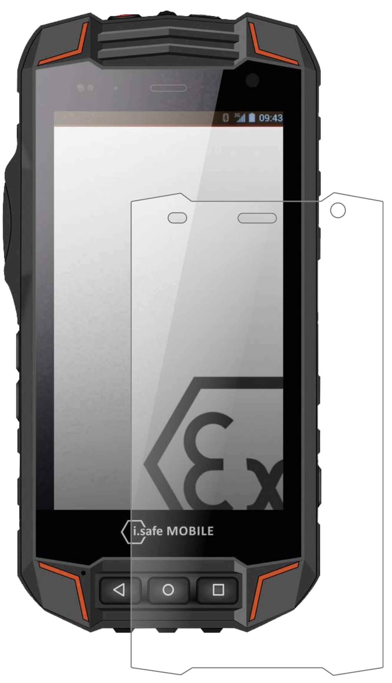 i.safe MOBILEIS520.1 mit aufgebrachter dipos Panzerfolie, die lästige Fingerabdrücke minimiert