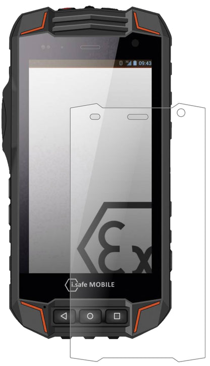 i.safe MOBILEIS520.1 mit aufgebrachter dipos Panzerfolie, die lästige Fingerabdrücke minimiert