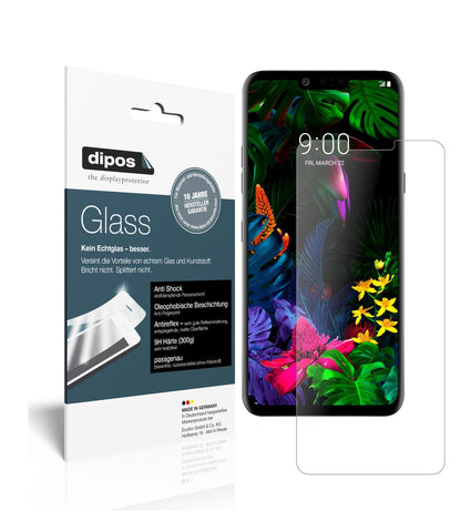 LGG8 ThinQ mit aufgebrachter dipos Panzerfolie, die lästige Fingerabdrücke minimiert