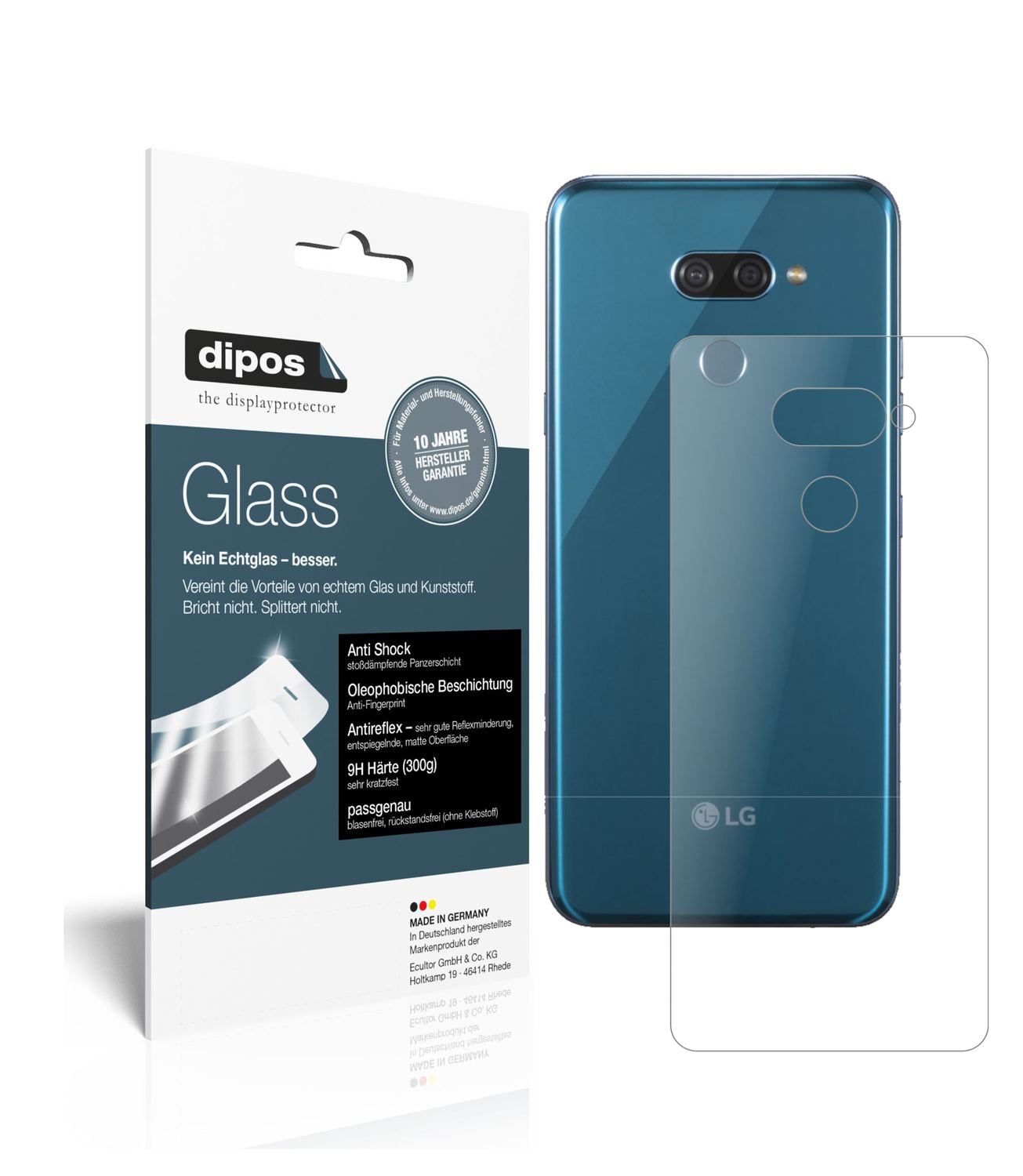 Matte Displayschutzfolie von dipos passend für LG K50 Rückseite, 9H kratzfest und blasenfrei montiert